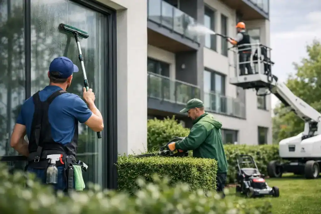 Udvendig ejendomsservice der kan ses