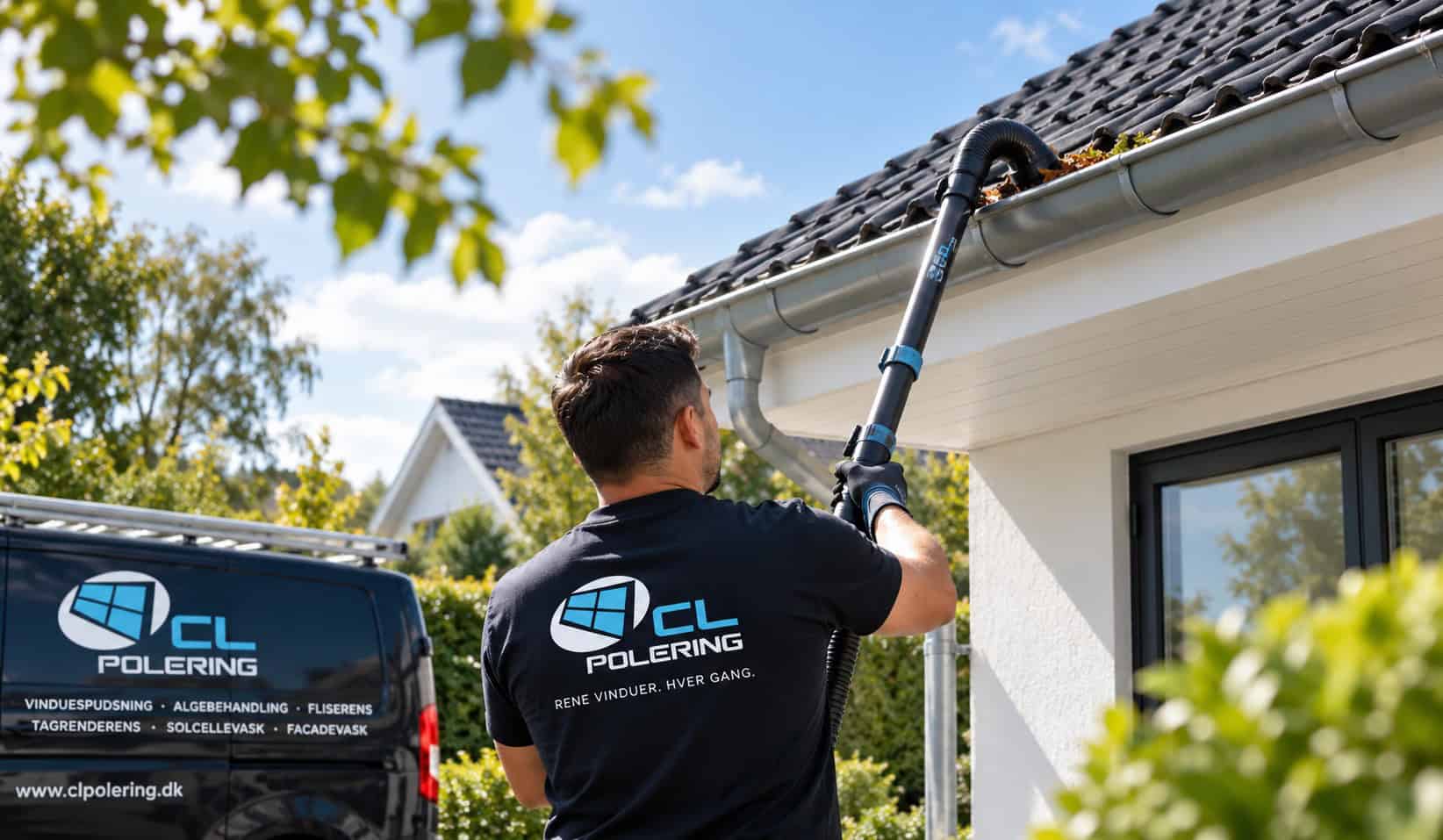 CL Polering udfører tagrenderens ved et hus
