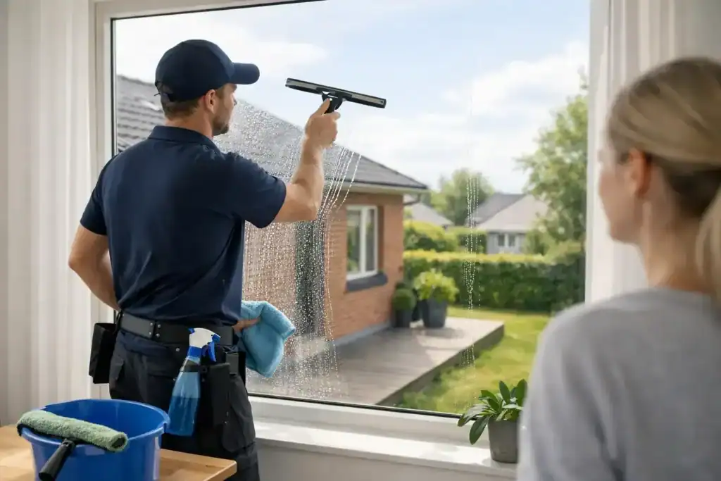 Indvendig vinduespudsning i hjemmet uden striber