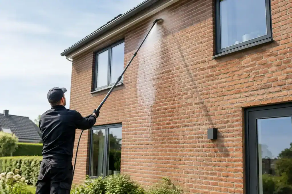 Skånsom facaderens af murstenshus uden skader
